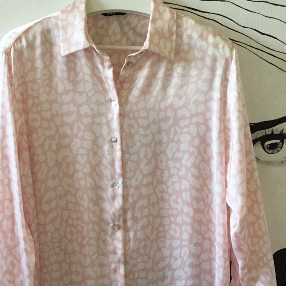 Zara Leopard Print Pink Blouse